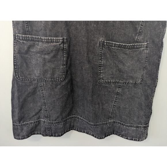 Pilcro Anthropologie Black Ruffle Shoulder Utility Mini Dress with Patch Pockets - Picture 3 of 11